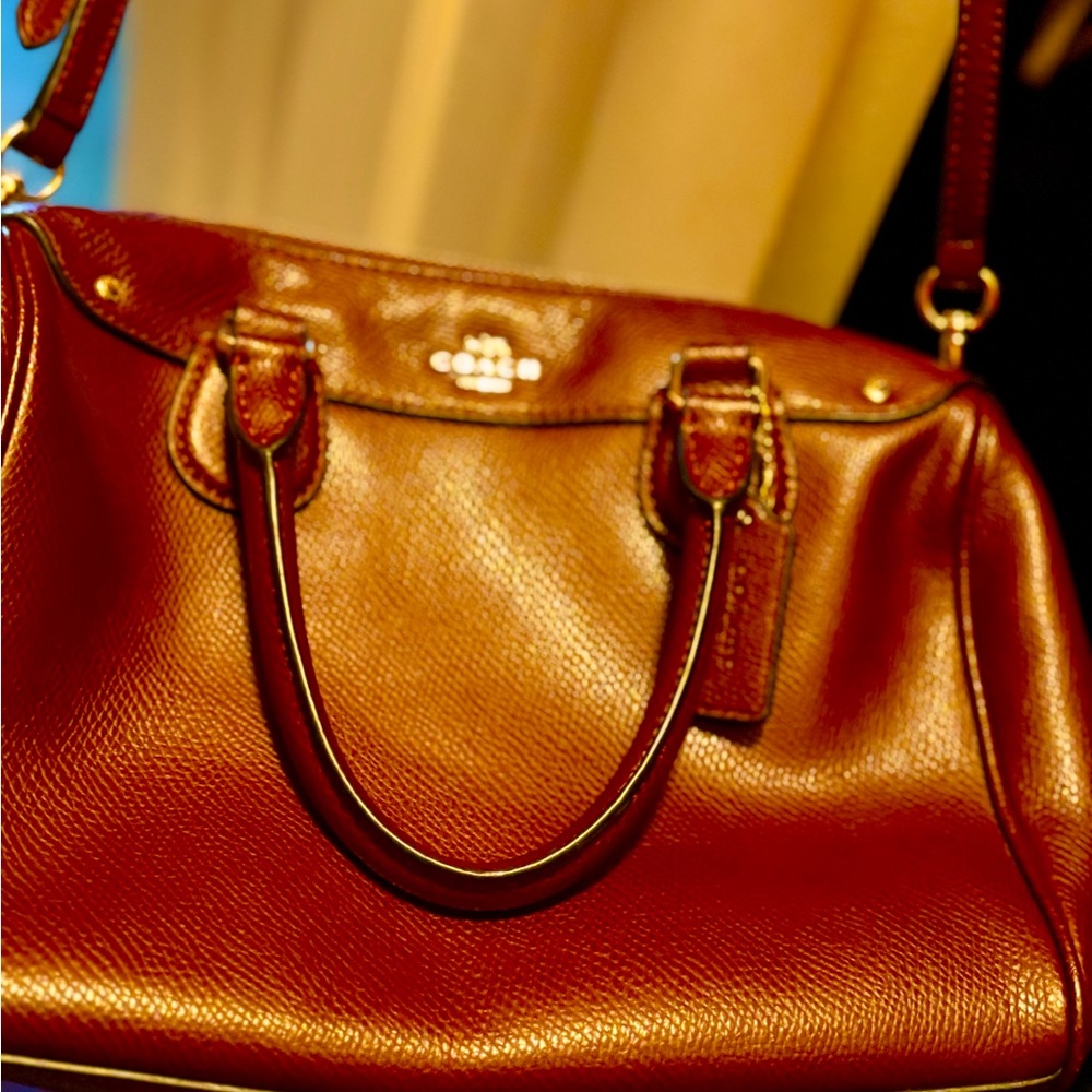 Coach Rich Brown Leather Satchel with shoulder strap